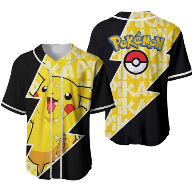 Electric Pikachu Baseball Jersey - Vibrant Pokémon Design For Fans