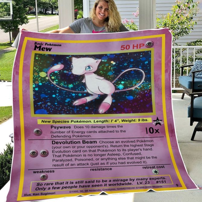Cozy Pokémon Mew Blanket - Giant Trading Card Design For Collectors & Fans