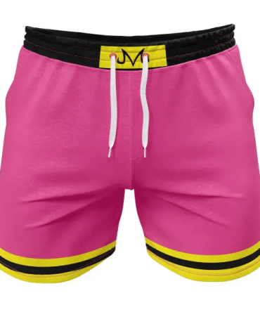 Vibrant Pink & Yellow Men'S Athletic Shorts - Trendy Quick-Dry Swimwear For Active Days