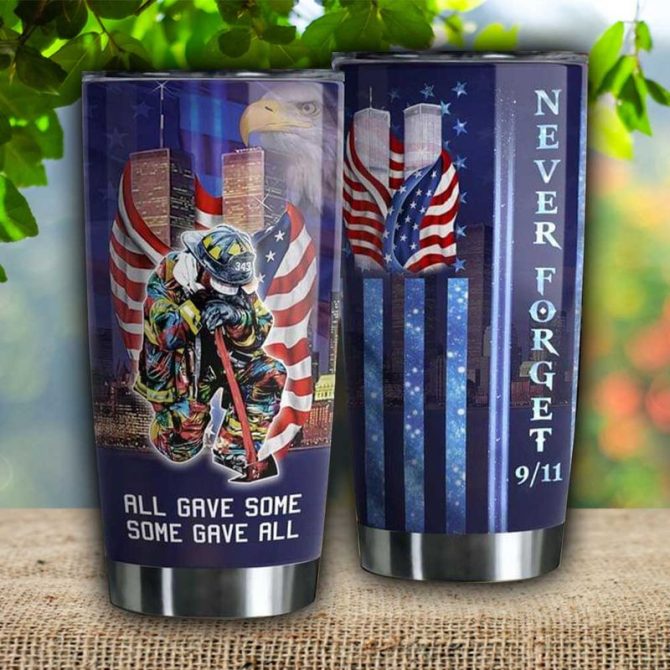 Patriotic 9/11 Remembrance Tumbler - Honor & Memorial Design, Stainless Steel, 20Oz