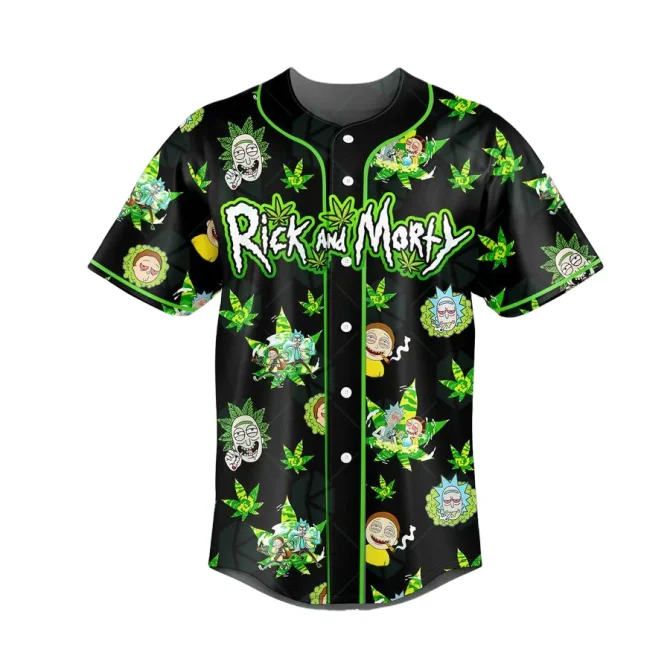 Rick & Morty Themed Black Baseball Jersey – Fun Cartoon Print, Unisex Sizes