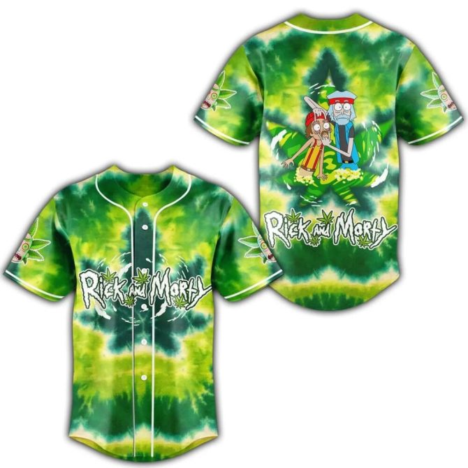 Rick & Morty Tie-Dye Baseball Jersey - Vibrant Green, Unisex, Limited Edition Fan Apparel