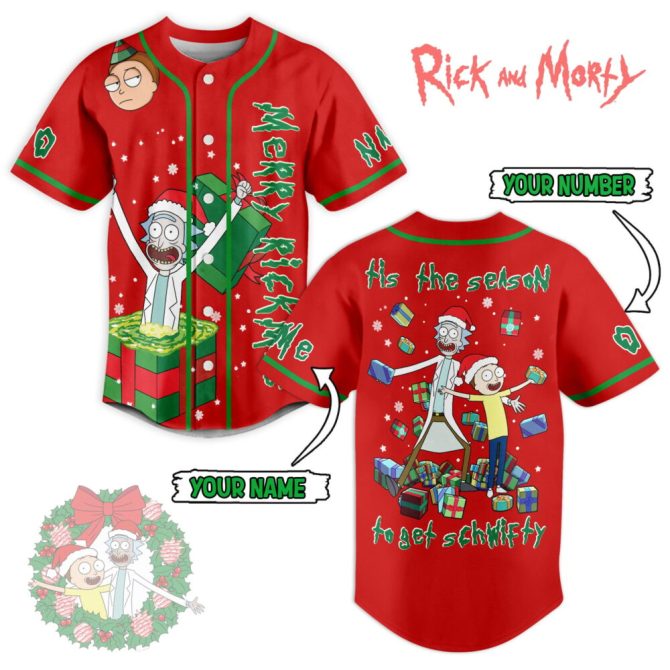 Personalized Rick And Morty Christmas Baseball Jersey – Custom Name & Number