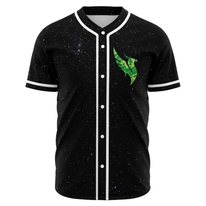 Rick & Morty wubba lubba - Galaxy Print Baseball Jersey – Stylish Black With Green Logo – Unisex Sports Apparel