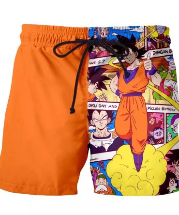 Dragon Ball Z Graphic Swim Trunks - Vibrant Goku Anime Design Beachwear