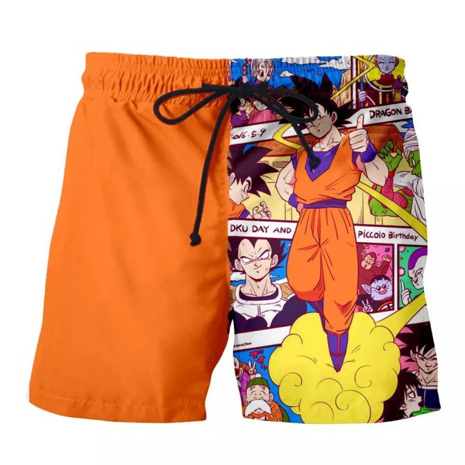 Dragon Ball Z Graphic Swim Trunks - Vibrant Goku Anime Design Beachwear