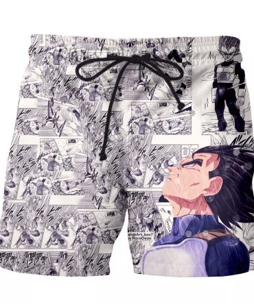 Anime-Style Graphic Swim Shorts - Unique Manga Print Beachwear For Men