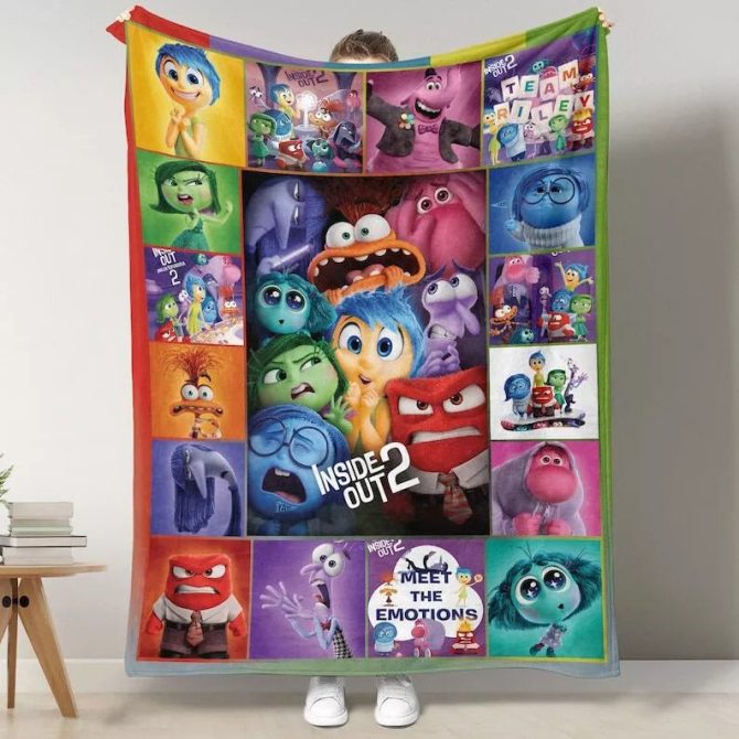 Cozy Up With Inside Out 2 Fleece Blanket - Colorful Emotions Design For Kids & Fans