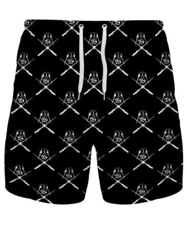 Men'S Black Skull Print Swim Trunks - Stylish & Comfortable Beachwear