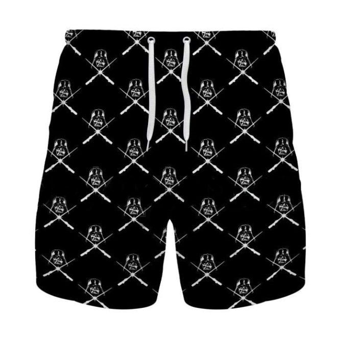 Men'S Black Skull Print Swim Trunks - Stylish & Comfortable Beachwear