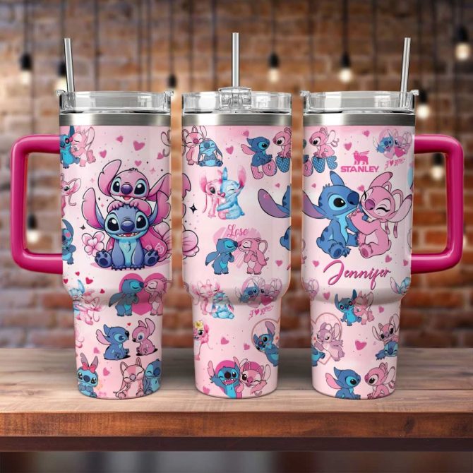 Custom Name Pink Tumbler With Cute Cartoon Characters - Perfect Gift! - Image 3