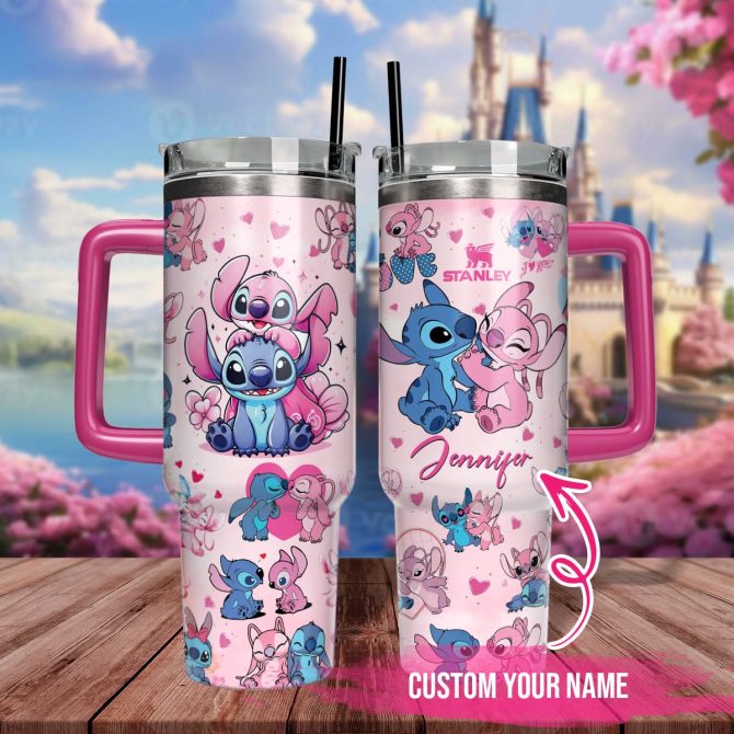 Custom Name Pink Tumbler With Cute Cartoon Characters - Perfect Gift!