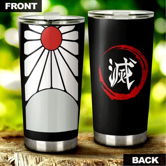 Stainless Steel Tumbler Cup With Bold Japanese Sun & Kanji Design - 20Oz Insulated Travel Mug