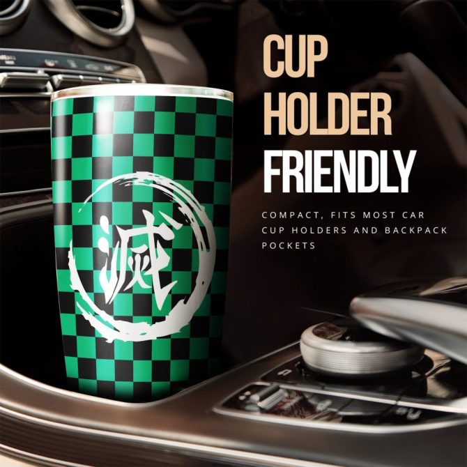 Demon Slayer Tumbler - Insulated Travel Mug With Iconic Checkered Design - 20Oz - Image 3
