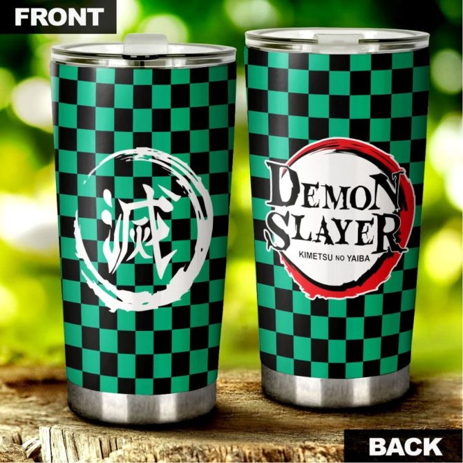 Demon Slayer Tumbler - Insulated Travel Mug With Iconic Checkered Design - 20Oz