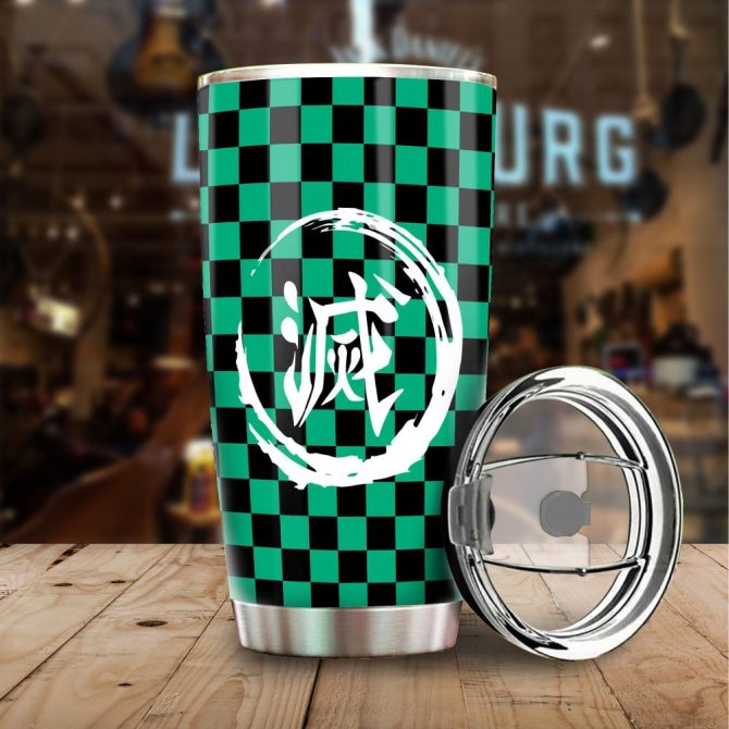 Demon Slayer Tumbler - Insulated Travel Mug With Iconic Checkered Design - 20Oz - Image 2