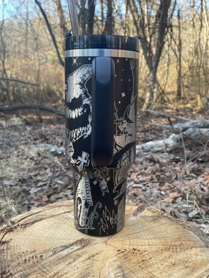 Adventure-Ready Stanley Tumbler With Handle - Unique Graphic Design & Straw - 40Oz - Image 4