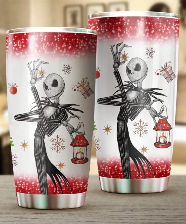 Festive Skeleton Tumbler - Insulated Holiday Travel Mug With Lantern Design, 20Oz