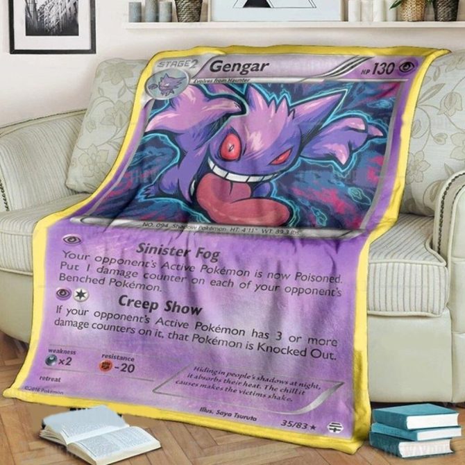 Cozy Gengar Pokémon Card Blanket - Soft, Stylish & Perfect For Fans!