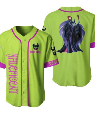 Men'S Maleficent Baseball Jersey - Green & Purple Villain Design, Perfect For Disney Fans!