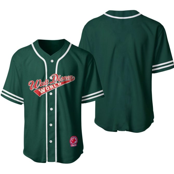 Authentic Walt Disney World Baseball Jersey - Classic Green, Unisex, Perfect Gift For Fans!