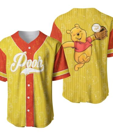 Pooh Bear Baseball Jersey - Vibrant Yellow/Red Design For Disney Fans