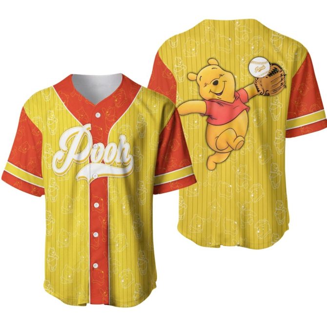 Pooh Bear Baseball Jersey - Vibrant Yellow/Red Design For Disney Fans