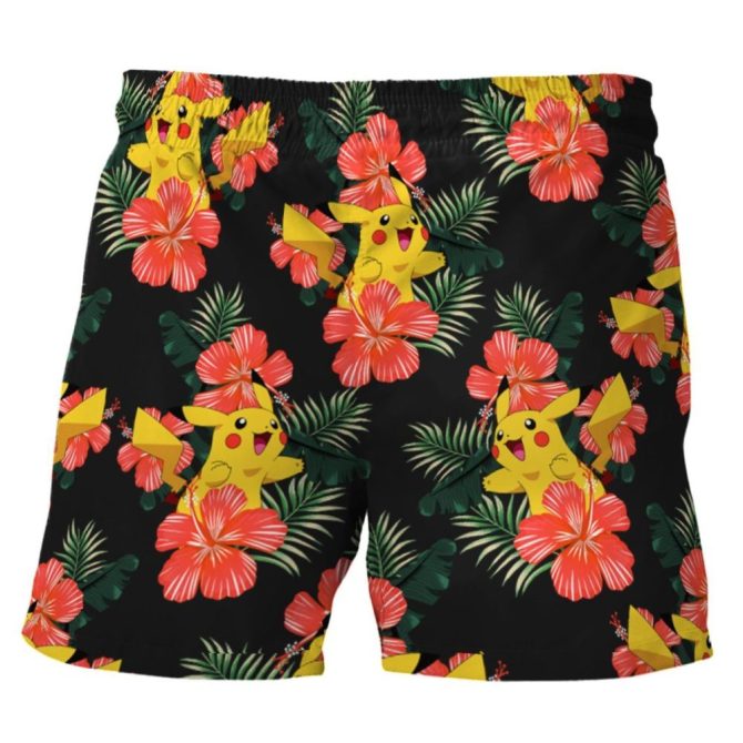 Vibrant Pikachu Tropical Swim Trunks - Fun & Stylish Beachwear For Pokémon Fans! - Image 2