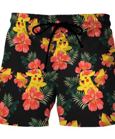 Vibrant Pikachu Tropical Swim Trunks - Fun & Stylish Beachwear For Pokémon Fans!