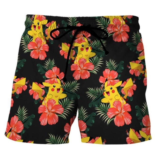 Vibrant Pikachu Tropical Swim Trunks - Fun & Stylish Beachwear For Pokémon Fans!