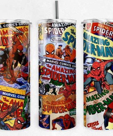 Marvel Avenger Spider-Man Comic Art Stainless Steel Tumbler With Straw - 20Oz Insulated Travel Mug
