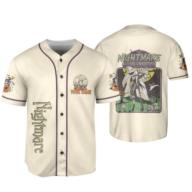 Custom Nightmare Before Christmas Baseball Jersey - Personalized Halloween Apparel