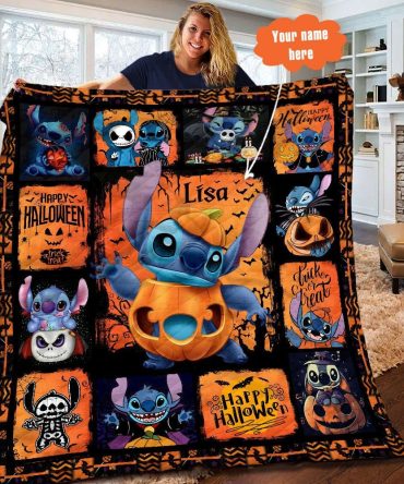 Custom Halloween Stitch Blanket - Personalized Cozy Gift For Fans