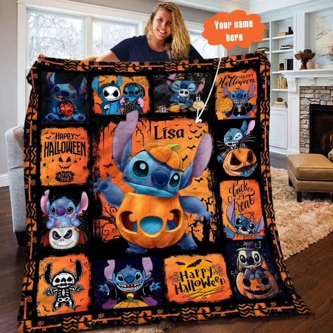 Custom Halloween Stitch Blanket - Personalized Cozy Gift For Fans