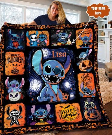 Custom Halloween Blanket With Cute Cartoon Design – Perfect Personalized Gift!