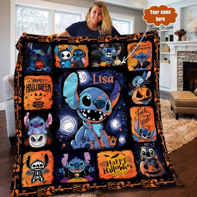Custom Halloween Blanket With Cute Cartoon Design – Perfect Personalized Gift!