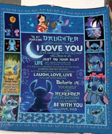 Cozy Daughter Love Blanket - Inspirational Stitch Design, Perfect Gift From Dad