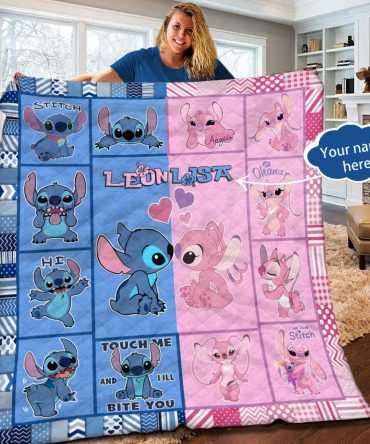 Custom Stitch & Angel Blanket - Personalized Name Gift For Kids & Family, Cozy & Fun Design