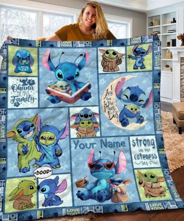 Personalized Blue Cartoon Character Blanket - Cozy, Cute & Customizable Gift
