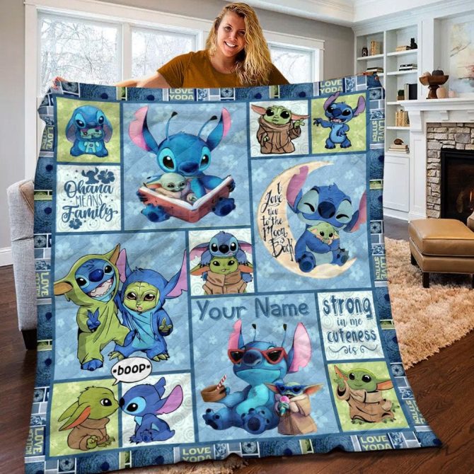 Personalized Blue Cartoon Character Blanket - Cozy, Cute & Customizable Gift