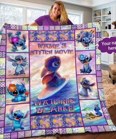 Cozy Personalized Stitch Movie Watching Blanket - Custom Name Gift