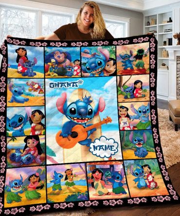 Lilo & Stitch Cozy Fleece Blanket – Personalized Ohana Design For Kids & Fans