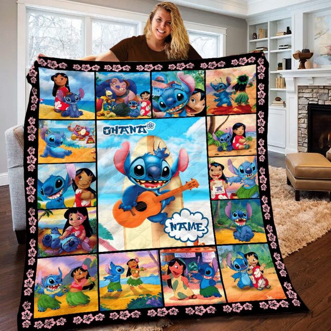 Lilo & Stitch Cozy Fleece Blanket – Personalized Ohana Design For Kids & Fans