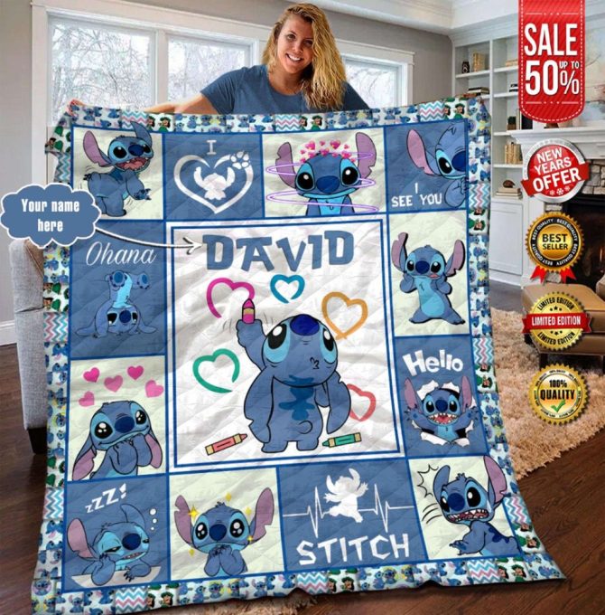 Personalized Stitch Blanket - Custom Name, Cozy Gift For Kids & Fans, Limited Edition