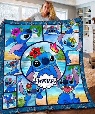 Personalized Floral Cartoon Character Quilt Blanket - Cozy & Colorful Gift For Kids
