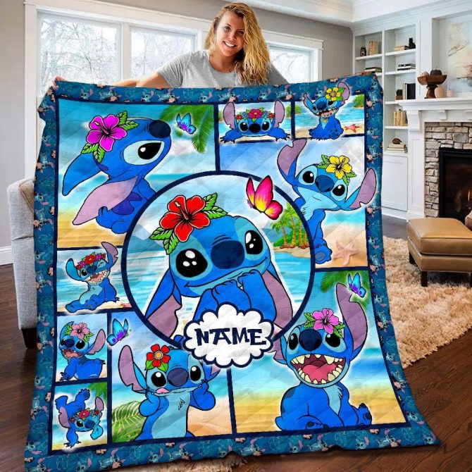 Personalized Floral Cartoon Character Quilt Blanket - Cozy & Colorful Gift For Kids