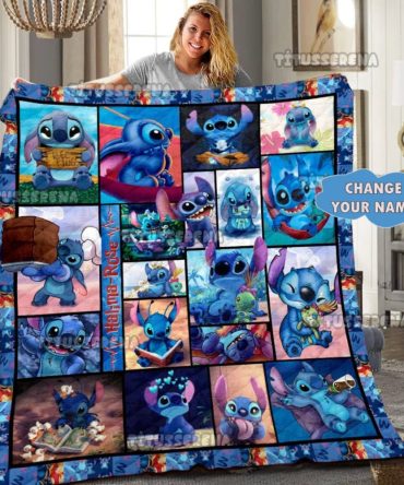 Cozy Custom Stitch Blanket - Personalized Name Gift For Disney Fans