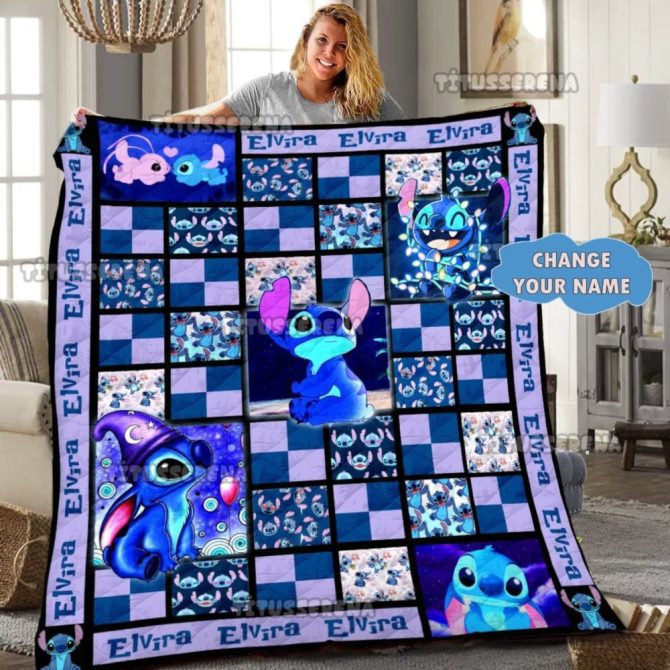 Personalized Blue Cartoon Character Blanket - Custom Name Gift For Kids & Fans