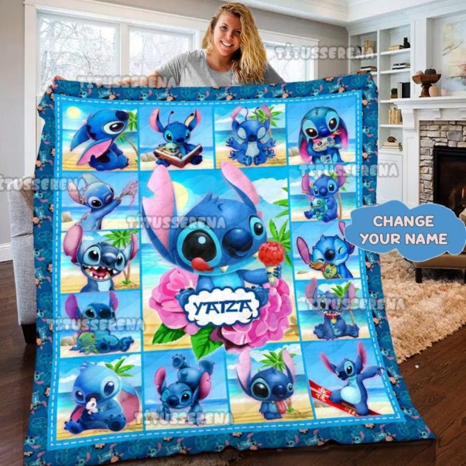 Customizable Cute Blue Character Blanket – Cozy, Fun, & Personalized Gift Idea!