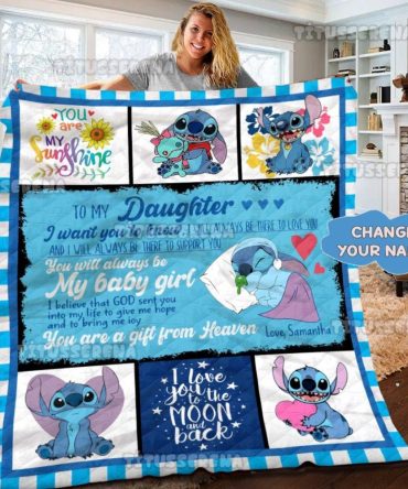 Personalized Daughter Blanket - Cute Cartoon Design, Custom Name, Perfect Gift For Her